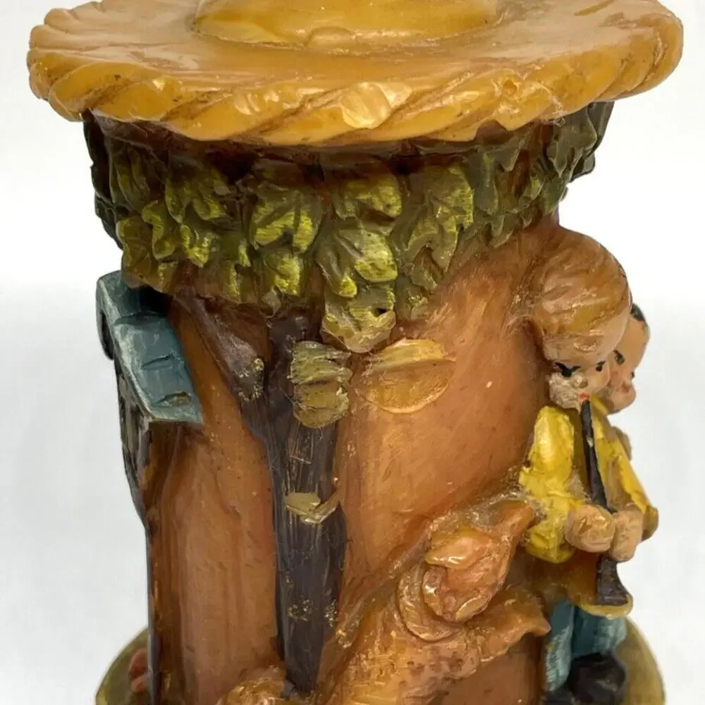 Children Playing With Dog German Gunter Kerzen Carved‎ Wax Candle Vintage 5